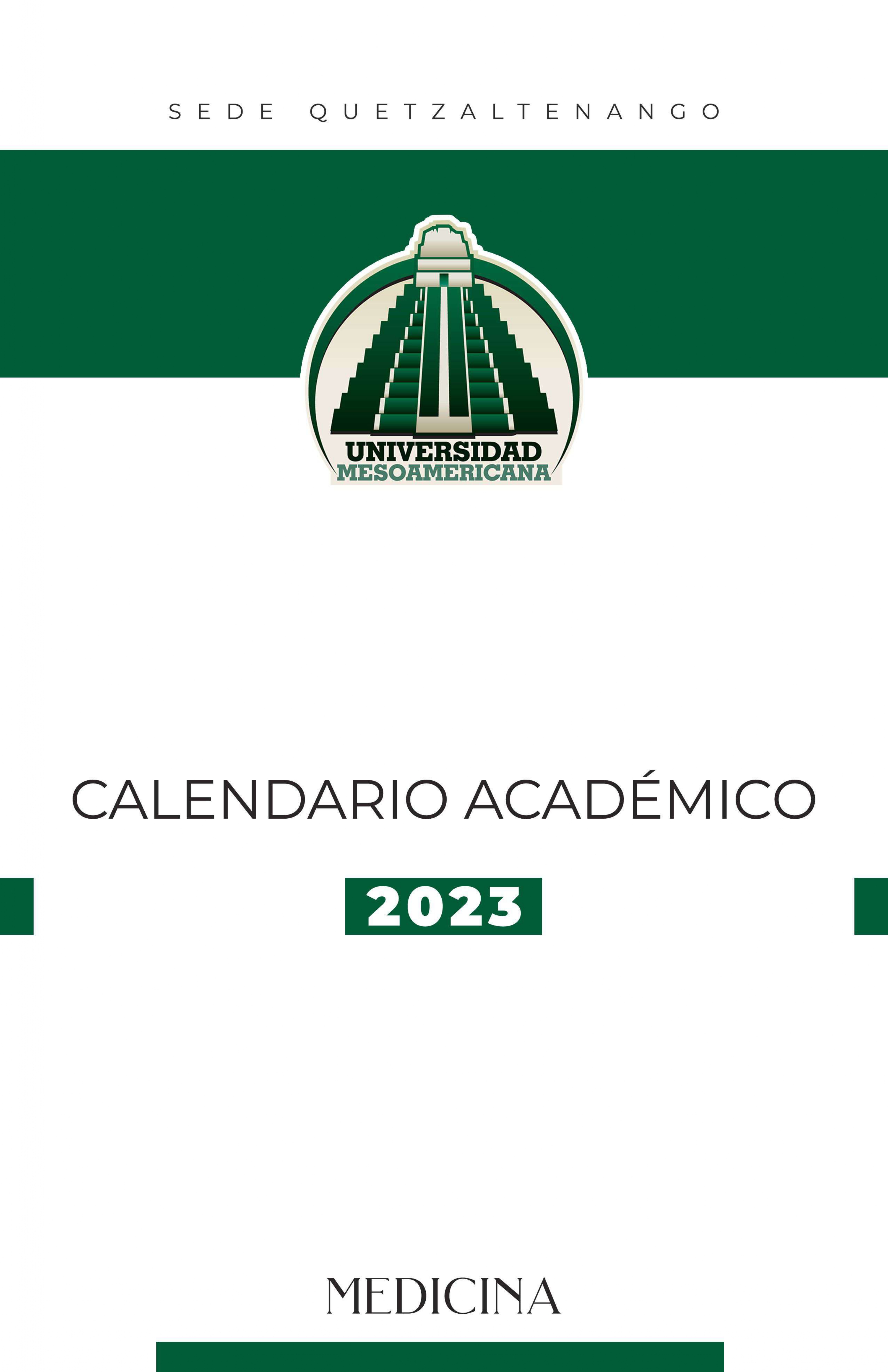 Calendario Académico 2023 Universidad Mesoamericana